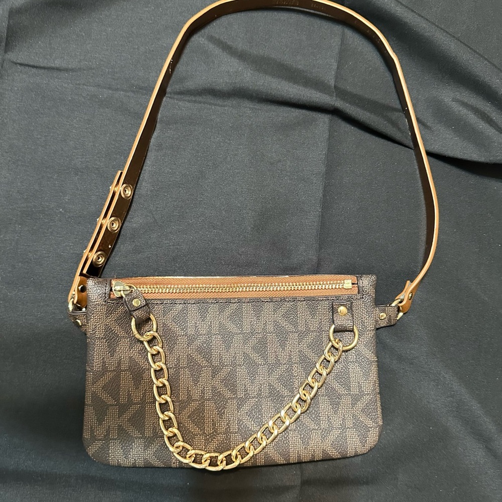 Michael Kors Signature Logo Print Belt Bag With Adjustable Strap